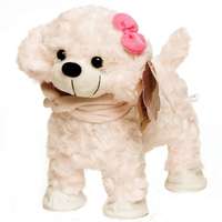 Netshop Sétáló, zenélő fehér kutya - pórázzal vezethető kutyus