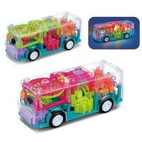 Netshop Világító és zenélő játék autóbusz átlátszó műanyagból