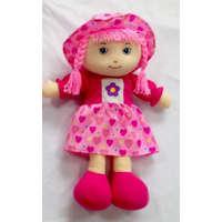 Vega Toys Rózsaszínű ruhás rongybaba, 40 cm