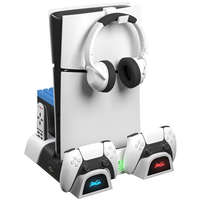 FROGGIEX FROGGIEX PS5/PS5 Slim Kiegészítő Ventilátoros állvány + Headset tartó Fehér, FX-P5-C4-W
