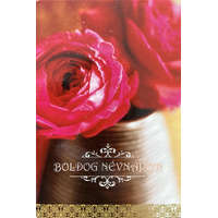 Cardex Boldog névnapot! kinyitható kaspó vörös rózsával ajándékkísérő kártya, 5x7,5cm