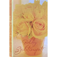 Cardex Boldog születésnapot! kinyitható sárga rózsás ajándékkísérő kártya, 5x7,5cm