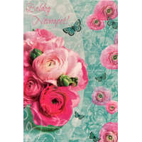 Cardex Boldog névnapot! kinyitható rózsás pillangó ajándékkísérő kártya, 5x7,5cm