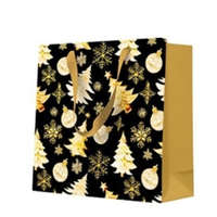 P.W.AGB2020110 Golden Christmas Tree Black papír ajándéktáska cd-s 17x17x6cm