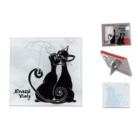 Hanipol Carmani Üveg poháralátét 10,5x10,5cm,fekete macskák párban