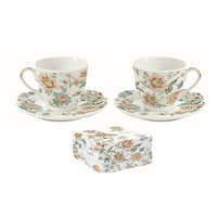 Easy Life Nuova R2S Porcelán teáscsésze+alj 2 személyes, 225ml, dobozban, Zen Garden White