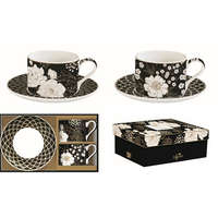 Easy Life Nuova R2S Porceláncsésze+alj 240ml 2 személyes dobozban, Coffee Mania, Art Deco & Flowers