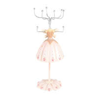 Clayre & Eef Szívecskés ruhás ékszertartó baba, rózsaszín, 7x19cm, műanyag-fém