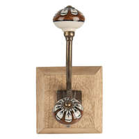 Clayre & Eef Falifogas fa hátlappal, kerámiagombos, fém akasztóval, 10x11x18cm