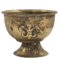 ART-POL Óarany patinás kerek domború inda mintás talpas fém kehely 8,5x11x11cm