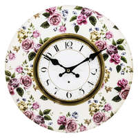 ART-POL Antik jellegű krémfehér alapon rózsás kvarc falióra arab számokkal 34x34x3cm