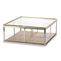 ART-POL Casablanca design üvegezett arany fém keretes osztott párnázott ékszeres ládika fedéllel 7x16x16,5cm