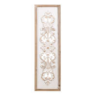 ART-POL Casa Roma design natúr bézs krémfehér mívesen faragott fából készült szögletes faldekoráció 92x27x2,5cm