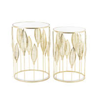 Art-Pol Design arany 2db-os fém asztal szett, tükrös üveg asztallap 55x38x38/50x33x33cm