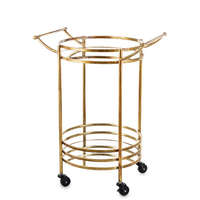 ART-POL Gatsby design arany kerek henger formájú gurulós fém zsúrkocsi íves fogantyúval 73x53x41cm