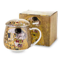 ART-POL Porcelán szűrős bögre fedéllel Klimt a csók festményével díszdobozban 10,5x13x9cm