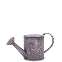 ART-POL Klasszikus kerti sötétszürke kerek fém locsolókanna domború növény mintákkal 13x11,5x28cm