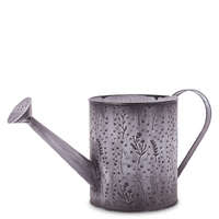 ART-POL Klasszikus kerti sötétszürke kerek fém locsolókanna domború növény mintákkal 19,5x16x38cm