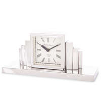 ART-POL Berkeley Square London 1733 magasfényű ezüst színű szögletes fém asztali óra római számokkal 15x34,5x10,5cm