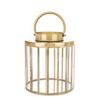 ART-POL Viktoriánus üvegezett kerek mécsestartó lámpás aranysárga fém keretezéssel 23x20x20cm