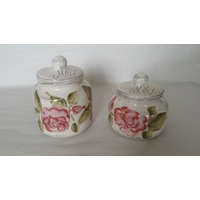 Vanilia Kerámia Domború mintás méztartó nagy csurgatóval, virágos bordó, kerámia, kézzel festett 7,5dl