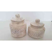 Vanilia Kerámia Domború mintás méztartó nagy, csurgatóval, virágos natúr, kézzel festett 7,5dl