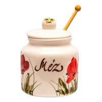 Vanilia Kerámia Tele virágos méztartó nagy csurgatóval pipacs kerámia kézzel festett 7,5dl