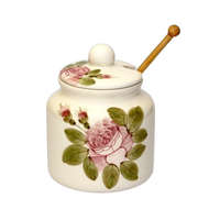 Vanilia Kerámia Romantikus rózsás méztartó közepes, csurgatóval, kerámia, kézzel festett 7,5dl
