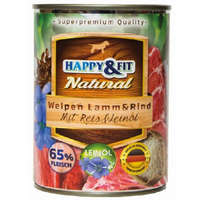Happy & Fit Happy Fit Natural Dog Konzerv Junior Bárány Marha Rizzsel-Lenmagolajjal 400g