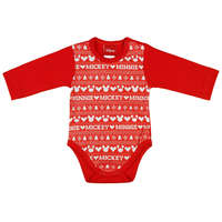 Asti Disney Mickey és Minnie feliratos| norvégmintás| hosszú ujjú body| kombidressz piros Karácsony piros