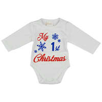 Asti "My first Christmas" feliratos hosszú ujjú karácsonyi baba body| kombidressz fehér
