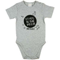 Asti "I love you to the moon and back" feliratos rövid ujjú baba body szürke