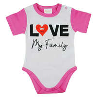 Asti "Love my family" feliratos rövid ujjú baba body pink