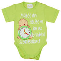 Asti Feliratos rövid ujjú kislány baba body zöld