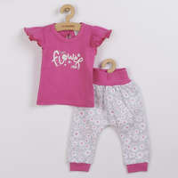 NEW BABY 2-részes pamut együttes New Baby Happy Flower sötét rózsaszín
