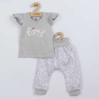 NEW BABY 2-részes pamut együttes New Baby Happy Flower szürke