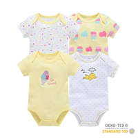 Foxy Baby Foxy Baby Rövid ujjú pamut body szett (4db-os) ( 68 ) - Jégkrém és kacsa
