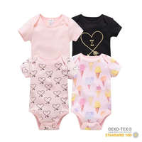Foxy Baby Foxy Baby Rövid ujjú pamut body szett (4db-os) ( 68 ) - Szívek és jégkrémek