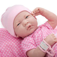 JC Toys Berenguer újszülött lány karakterbaba pöttyös pink ruhában 36cm