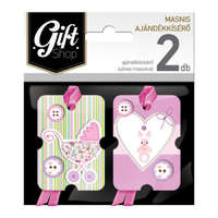 Lizzy Card Ajándékkísérő masnis 2db rózsaszín babakocsi