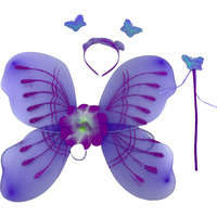  Jelmez lila pillangó virággal, fejdísszel és pálcával
