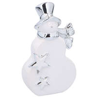 A.I&amp;E. Karácsonyi dekor hóember fehér/ezüst 18,5cm porcelán