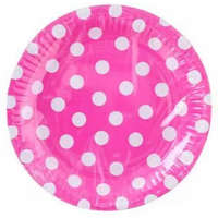 A.I&amp;E. Party tányér - 23cm papír 6db-os pink - Pöttyös
