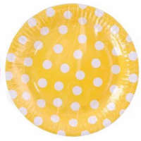 A.I&amp;E Party tányér - 23cm papír 6db-os sárga - Pöttyös