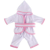 A.I. &amp; E. Játékbaba ruha 40-45cm - Fehér, rózsaszín kapucnis