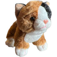 Uni Toys Plüss cica 14 cm - 4 lábon álló Barna-fekete-fehér