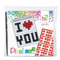 Pixelhobby B.V. Pixelhobby Kulcstartó szett (kulcstartó alaplap + 3 szín) I love you Kreatív játék