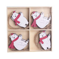 Yala Design Fa karácsonyfa függő dísz - jegesmedvék sálban 8 db-os
