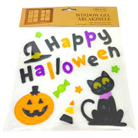 Yala Design Ablakzselé Happy Halloween felirat - fekete cicával