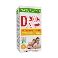  Naturland D3-vitamin forte rágótabletta gyermekeknek C-vitaminnal 60x